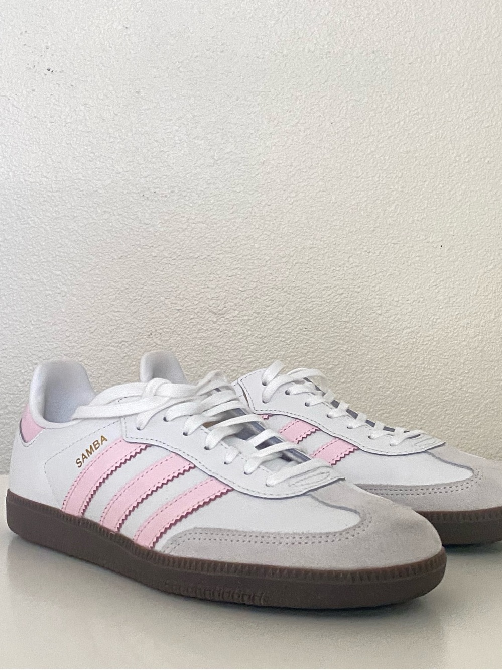 adidas White & Pink Samba Women’s Sneakers